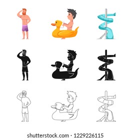 Isolated object of pool and swimming logo. Set of pool and activity vector icon for stock.