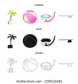 Isolated object of pool and swimming logo. Collection of pool and activity vector icon for stock.