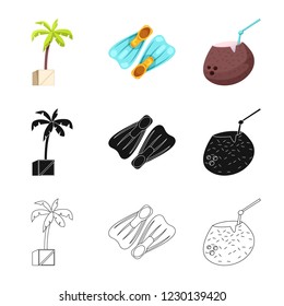 Isolated object of pool and swimming logo. Collection of pool and activity stock vector illustration.