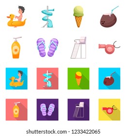 Isolated object of pool and swimming logo. Set of pool and activity stock vector illustration.