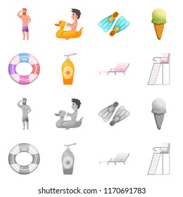 Isolated object of pool and swimming sign. Collection of pool and activity stock vector illustration.