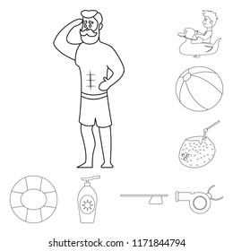 Isolated object of pool and swimming sign. Collection of pool and activity stock vector illustration.