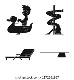 Isolated object of pool and swimming sign. Set of pool and activity stock symbol for web.