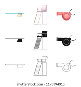 Isolated object of pool and swimming sign. Collection of pool and activity stock vector illustration.