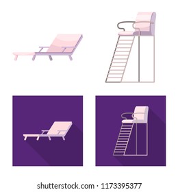Isolated object of pool and swimming sign. Set of pool and activity stock symbol for web.