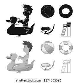 Isolated object of pool and swimming sign. Collection of pool and activity vector icon for stock.