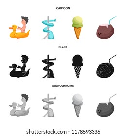 Isolated object of pool and swimming sign. Set of pool and activity vector icon for stock.