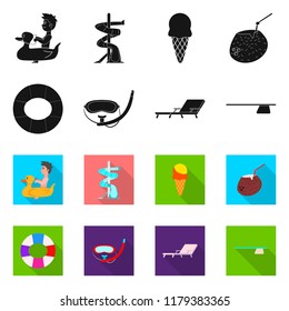 Isolated object of pool and swimming sign. Set of pool and activity stock vector illustration.