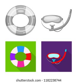 Isolated object of pool and swimming sign. Set of pool and activity stock symbol for web.