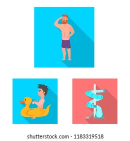 Isolated object of pool and swimming sign. Collection of pool and activity vector icon for stock.
