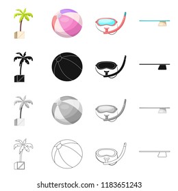 Isolated object of pool and swimming sign. Collection of pool and activity vector icon for stock.