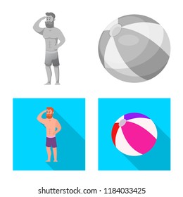 Isolated object of pool and swimming sign. Set of pool and activity stock vector illustration.