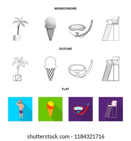 Isolated object of pool and swimming sign. Collection of pool and activity vector icon for stock.