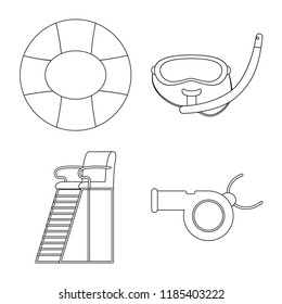 Isolated object of pool and swimming sign. Collection of pool and activity stock vector illustration.