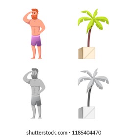 Isolated object of pool and swimming sign. Set of pool and activity vector icon for stock.