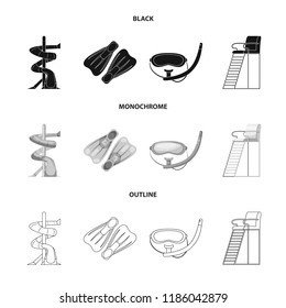 Isolated object of pool and swimming sign. Collection of pool and activity stock vector illustration.