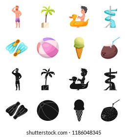 Isolated object of pool and swimming sign. Set of pool and activity stock symbol for web.