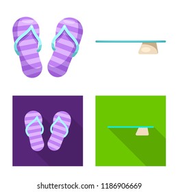 Isolated object of pool and swimming sign. Set of pool and activity vector icon for stock.