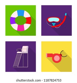Isolated object of pool and swimming sign. Set of pool and activity stock vector illustration.