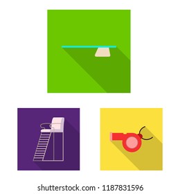 Isolated object of pool and swimming sign. Collection of pool and activity stock symbol for web.