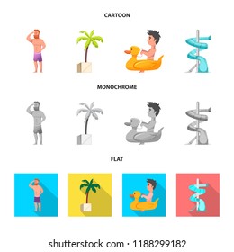 Isolated object of pool and swimming sign. Collection of pool and activity vector icon for stock.