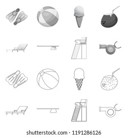 Isolated object of pool and swimming sign. Collection of pool and activity vector icon for stock.