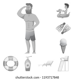 Isolated object of pool and swimming sign. Set of pool and activity stock symbol for web.