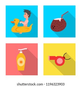 Isolated object of pool and swimming sign. Collection of pool and activity stock symbol for web.