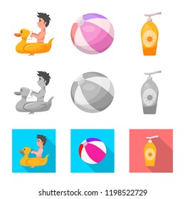 Isolated object of pool and swimming sign. Collection of pool and activity vector icon for stock.