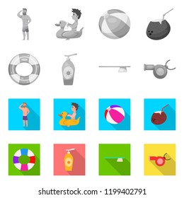 Isolated object of pool and swimming sign. Collection of pool and activity stock symbol for web.