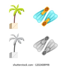 Isolated object of pool and swimming sign. Collection of pool and activity stock symbol for web.