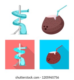 Isolated object of pool and swimming sign. Set of pool and activity stock symbol for web.