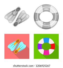 Isolated object of pool and swimming sign. Collection of pool and activity stock symbol for web.