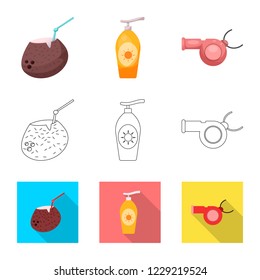 Isolated object of pool and swimming sign. Set of pool and activity stock vector illustration.