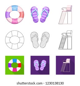 Isolated object of pool and swimming sign. Set of pool and activity vector icon for stock.
