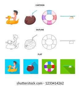 Isolated object of pool and swimming sign. Set of pool and activity stock vector illustration.
