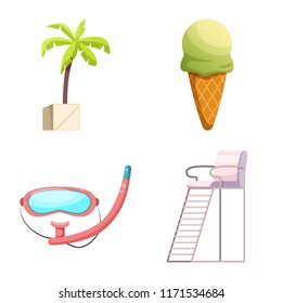 Isolated object of pool and swimming symbol. Set of pool and activity stock symbol for web.