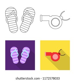 Isolated object of pool and swimming symbol. Collection of pool and activity stock vector illustration.