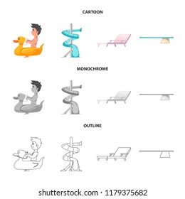 Isolated object of pool and swimming symbol. Set of pool and activity stock vector illustration.