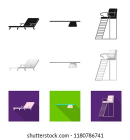 Isolated object of pool and swimming symbol. Collection of pool and activity vector icon for stock.