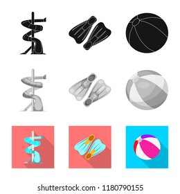 Isolated object of pool and swimming symbol. Collection of pool and activity stock vector illustration.