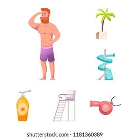 Isolated object of pool and swimming symbol. Collection of pool and activity vector icon for stock.