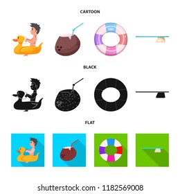 Isolated object of pool and swimming symbol. Set of pool and activity stock symbol for web.