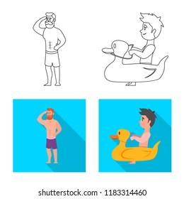 Isolated object of pool and swimming symbol. Set of pool and activity stock vector illustration.
