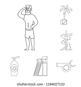 Isolated object of pool and swimming symbol. Collection of pool and activity stock symbol for web.