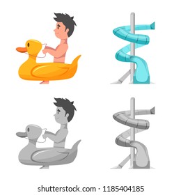 Isolated object of pool and swimming symbol. Collection of pool and activity vector icon for stock.