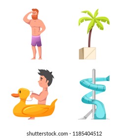 Isolated object of pool and swimming symbol. Collection of pool and activity vector icon for stock.