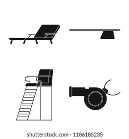 Isolated object of pool and swimming symbol. Set of pool and activity stock vector illustration.