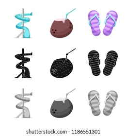 Isolated object of pool and swimming symbol. Set of pool and activity stock vector illustration.