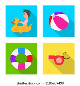 Isolated object of pool and swimming symbol. Collection of pool and activity stock symbol for web.